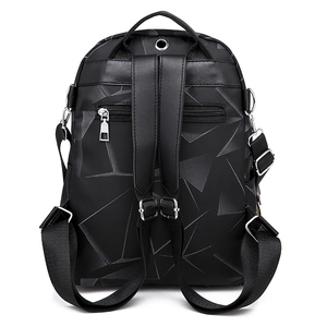 Sac à dos gris imperméable à motifs géométriques avec poche antivol et bretelles réglables