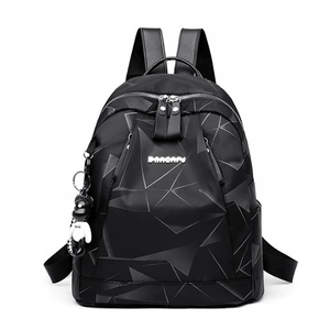 Sac à dos en tissu Oxford imperméable pour femmes avec motif géométrique et ours
