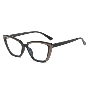 Cat-eye TR90 anti-blue light glasses with black and brown mixed frame