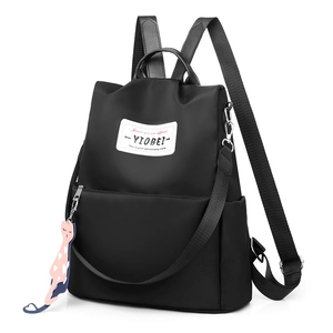 Sac À Dos Femme En Tissu Oxford Imperméable Antivol Grande Capacité Sac De Voyage Avec Pendentif Chat Mode Loisirs