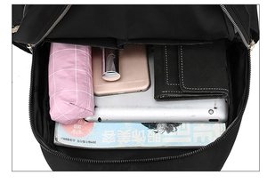 Vue intérieure du sac à dos de voyage étanche grande capacité avec poches de rangement