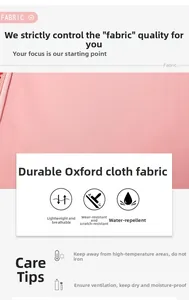 Dettaglio del tessuto Oxford rosa che mostra la trama impermeabile e resistente dello zaino