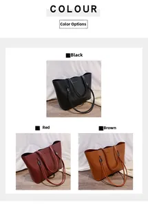 Three large soft leather tote bags in black, burgundy and brown with long shoulder straps