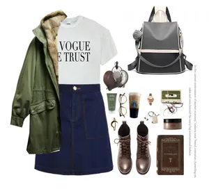 Flat lay of oxford backpack paired with casual outfit and vintage lifestyle accessories
