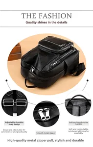 Detail view showing adjustable straps, metal zippers and reinforced top handle of the bag
