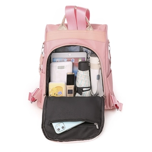 Zaino antifurto rosa con ricamo floreale e grande capacità per gli oggetti da viaggio