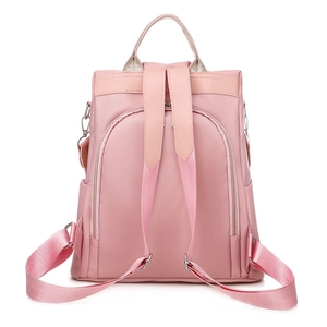 Zaino antifurto rosa con ricamo floreale e spallacci regolabili, vista posteriore