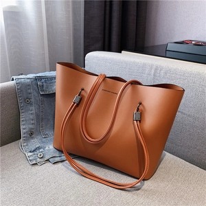 Women Large Capacity PU Leather Tote Bag Soft Minimalist Shoulder Bag For Commuting Daily Shopping Fashion Handbag