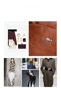 Détail du sac marron en cuir grainé avec logo kangourou argenté et coutures fines