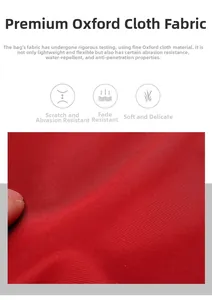Gros plan du tissu oxford rouge montrant sa texture durable, imperméable et anti-rayures