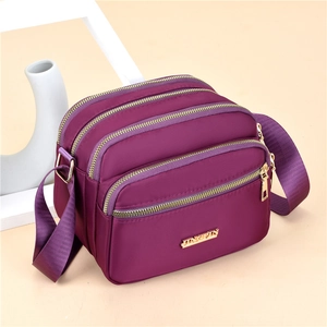 Women Nylon Crossbody Bag Multi-Layer Zipper Pockets Waterproof Large Capacity Casual Simple Versatile Shoulder Bag