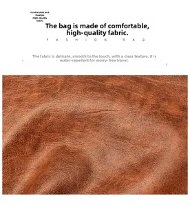 Detailed macro view of high-quality brown faux leather texture with waterproof feature