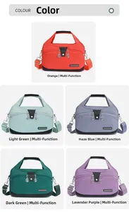 Detailed grid showing five vibrant colors of lightweight water-resistant oxford crossbody bags