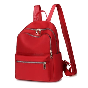 Sac à dos en tissu oxford rouge pour femmes avec grande capacité et fermetures dorées