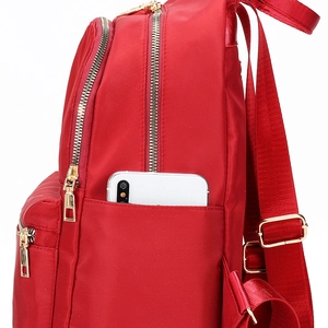 Sac à dos femme mode en tissu Oxford rouge de grande capacité avec fermetures dorées