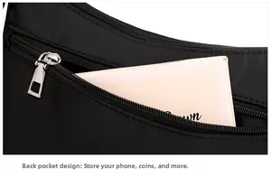 Close-up of high-density oxford fabric bag featuring a secure rear zipper pocket detail