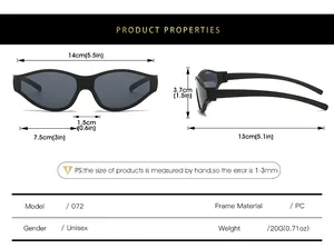 Size chart for unisex cycling sunglasses showing dimensions 14cm width and 20g weight