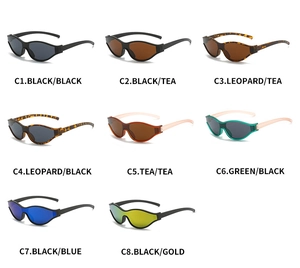 Detailed grid of diverse cycling sunglasses with various frame colors and tinted lenses