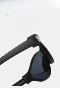 Detail view of high-elasticity matte black frame hinge on lightweight sports sunglasses