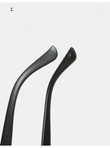 Detail of curved ergonomic matte black sunglasses legs designed for comfortable wear