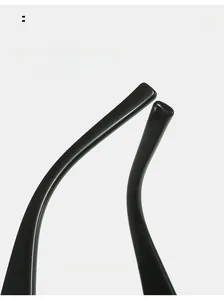 Detail of ergonomic curved temple tips on black sunglasses for a comfortable fit