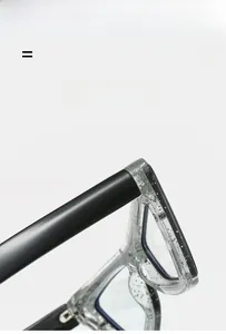 Macro detail of transparent glitter frame with lightweight and super elastic black temples