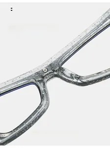Detail view of transparent glitter cat eye frames with integrated comfortable nose pads