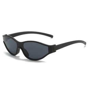 Minimalist matte black sports sunglasses with aerodynamic integrated frames and UV400 lenses