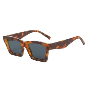 Classic tortoise shell square frame sunglasses with dark grey lenses in 45-degree view