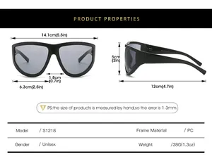 Size chart showing 14.1cm width and 12cm arm length for unisex cyberpunk Y2K sunglasses