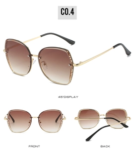 Detailed views of gold metal butterfly sunglasses with gradient brown lenses from multiple angles