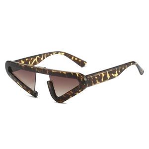 Y2K geometrische Dreieck-Sonnenbrille mit Leopardenmuster und braunem Farbverlauf