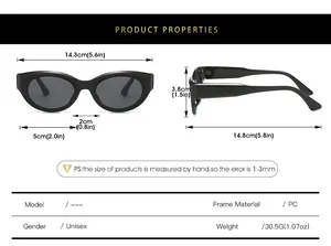 Guide des tailles détaillé pour lunettes de soleil œil-de-chat vintage avec mesures