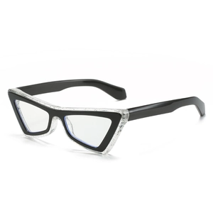 Stylish cat-eye blue light blocking glasses with two-tone glitter frame for women