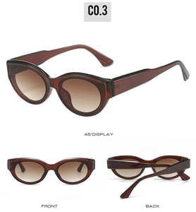 Vues multi-angles de lunettes de soleil œil de chat rétro avec monture ambre