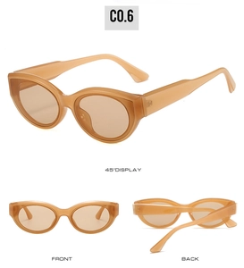 Trois vues de lunettes de soleil œil de chat vintage en ambre miel transparent