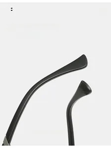 Detail of ergonomic curved black mirror sunglasses legs for comfortable and stable wear