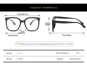 Tabella taglie dettagliata per montature TR90 tonde con dimensioni e peso esatti