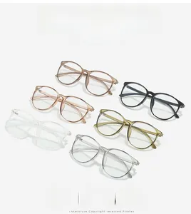 Close-up of lightweight TR90 eyeglass frames in six diverse colors with a slim temple design