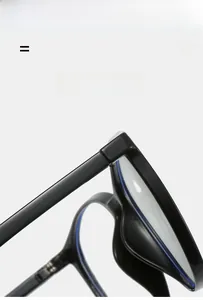 Detail of lightweight TR90 frame with blue light blocking lenses and elastic hinges