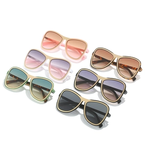 Retro oversized aviator sunglasses in six assorted colors with gold metal trim accents