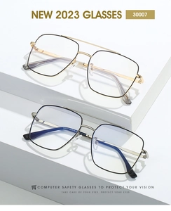 Classic metal frame computer glasses with double bridge design in gold and silver finish