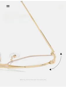 Close-up of durable metal hinge on classic gold frame glasses showing folding texture