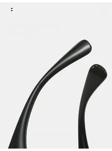 Close-up of black glossy heart sunglasses temples featuring curved legs for comfort