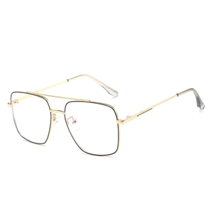Retro Square Metal Frame Glasses Anti Blue Light Double Bridge Fashion Optical Eyewear For Men Women