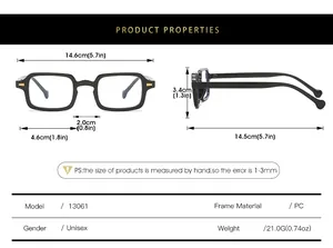 Tableau des tailles détaillé pour monture de lunettes anti-lumière bleue noire 13061