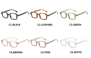 Détail des montures de lunettes anti-lumière bleue en six couleurs de C1 à C6