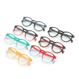Retro round full-rim glasses collection in various gradient colors and classic black