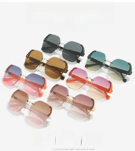 Detailed collection of seven rimless gradient sunglasses with textured metal temples