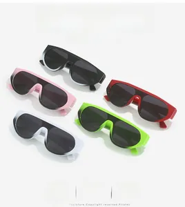 Flat top one-piece oversized jelly color sunglasses in various gradient fashion frames